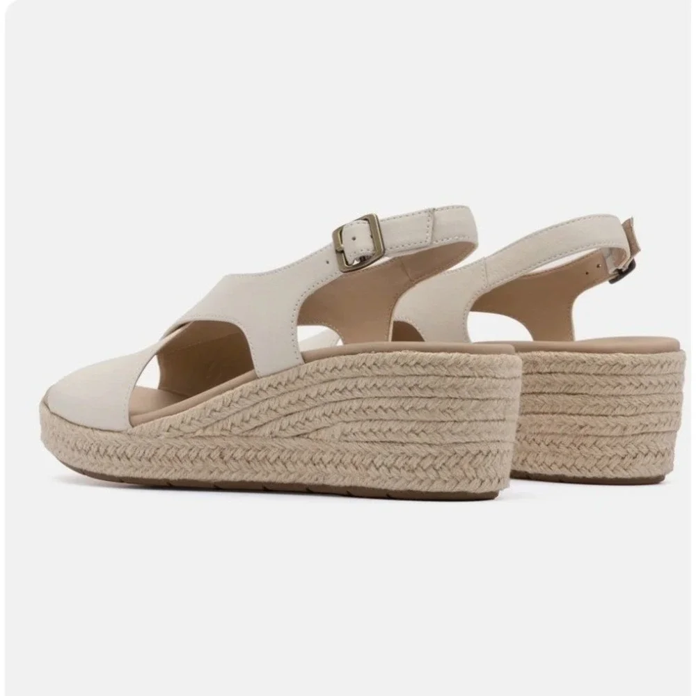 ABEO Riviera Cross Espadrille Sandal‎ Off White Cream New Sz 5 Platform Comfort